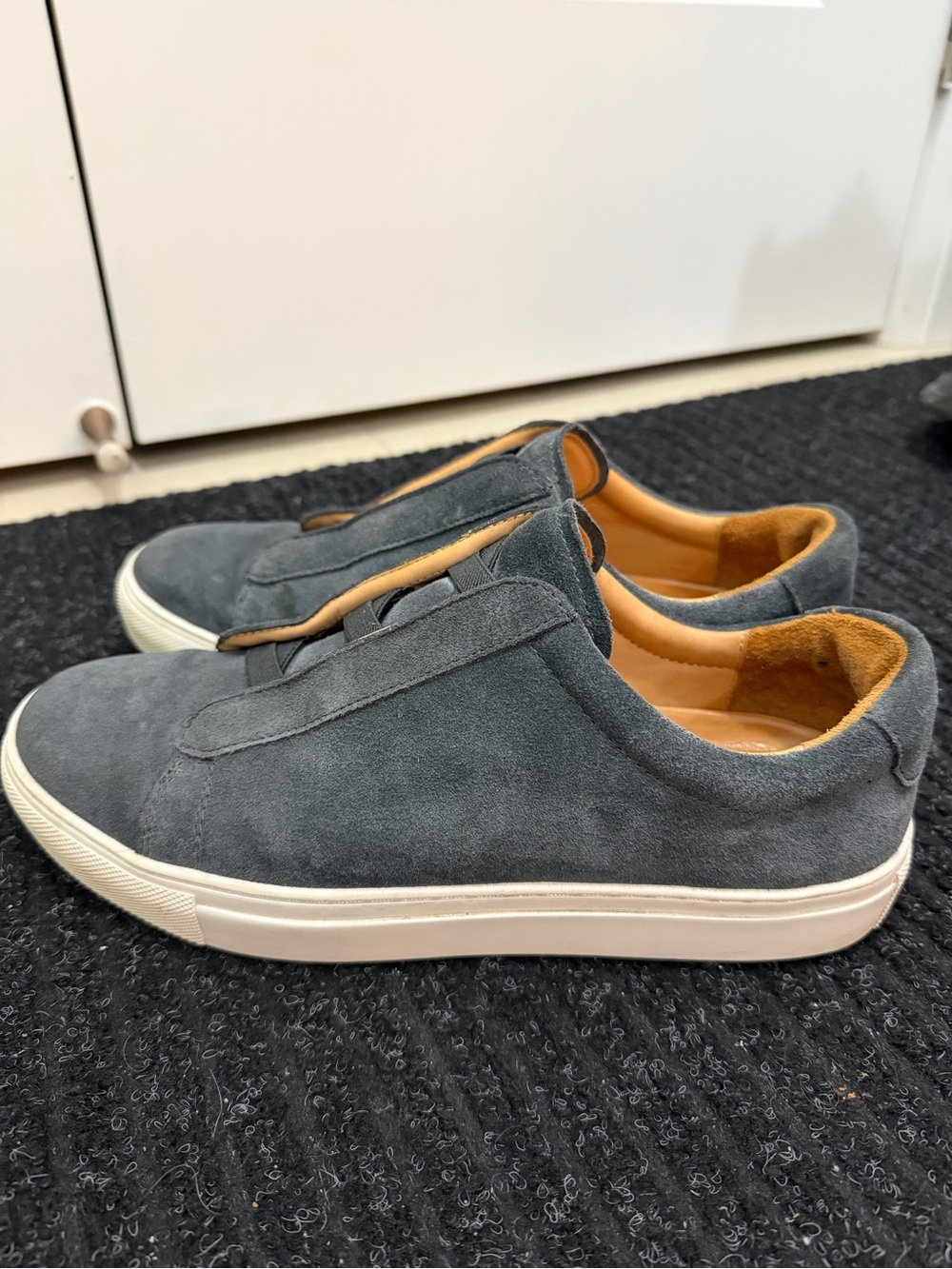 Men's Blue Suede Low-Top Slip-On Sneakers. Brand Quince